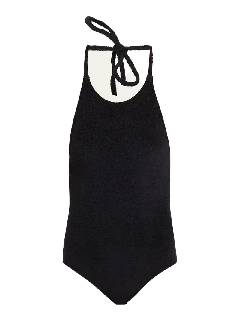 Terry Cloth Halter One-Piece Swimsuit Terry Cloth Halter One-Piece Swimsuit