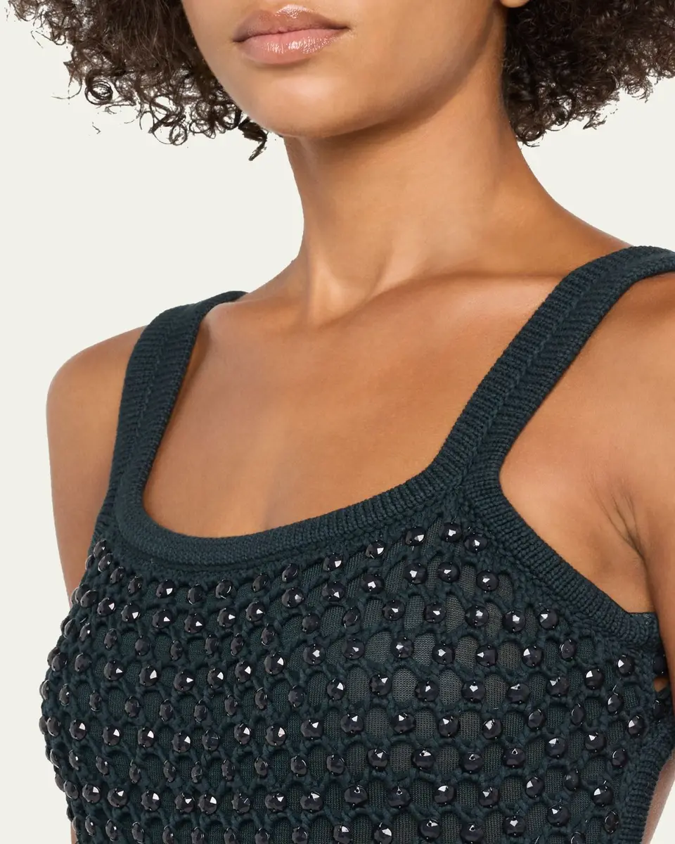 Diotima Gala Embellished Net Fringe Backless Gown | Thumbnail 5