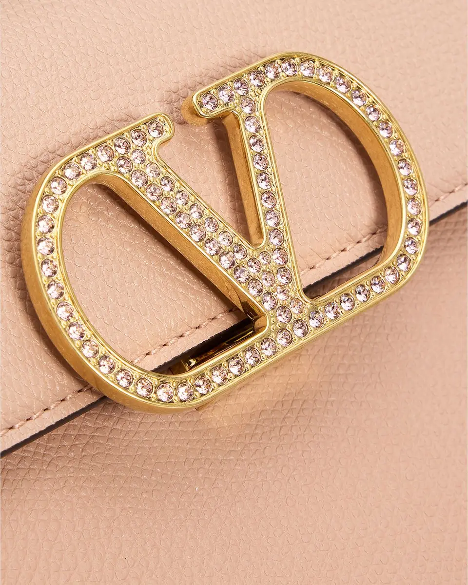 Valentino Garavani Small Crystal VLogo Leather Top-Handle Bag | Thumbnail 4 Valentino Garavani Small Crystal VLogo Leather Top-Handle Bag | Thumbnail 4