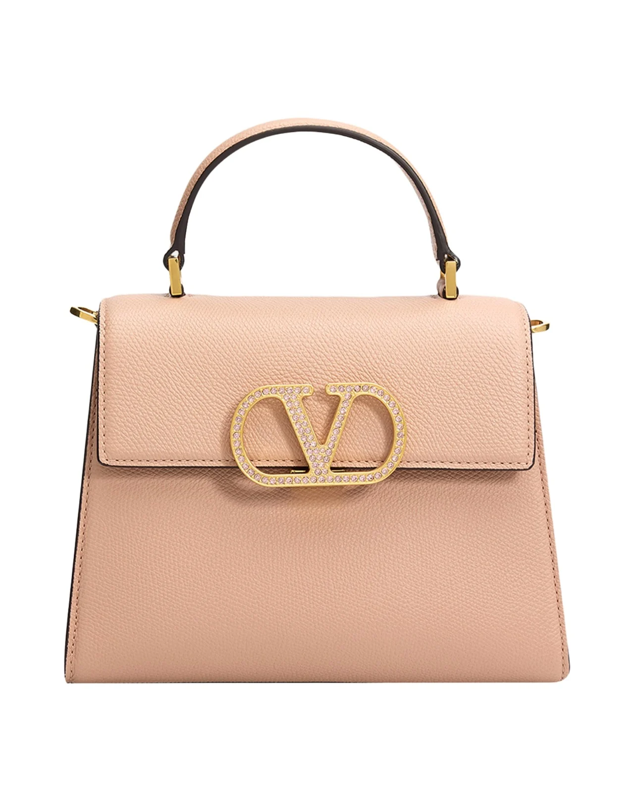 Small Crystal VLogo Leather Top-Handle Bag Small Crystal VLogo Leather Top-Handle Bag