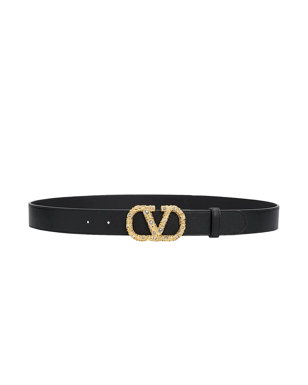 VLogo Signature Belt In Shiny Calfskin with Crystals