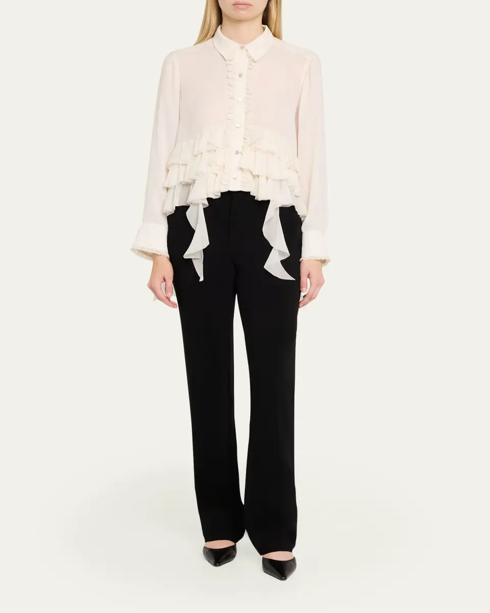 Cinq à Sept Nori Ruffled Button-Front Shirt | Thumbnail 2 Cinq à Sept Nori Ruffled Button-Front Shirt | Thumbnail 2