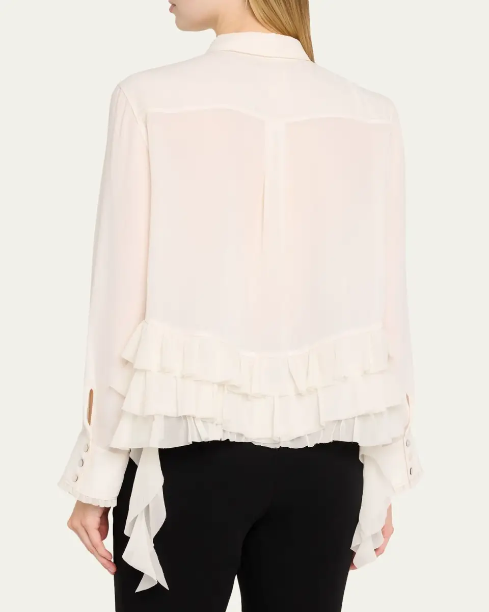 Cinq à Sept Nori Ruffled Button-Front Shirt | Thumbnail 3 Cinq à Sept Nori Ruffled Button-Front Shirt | Thumbnail 3