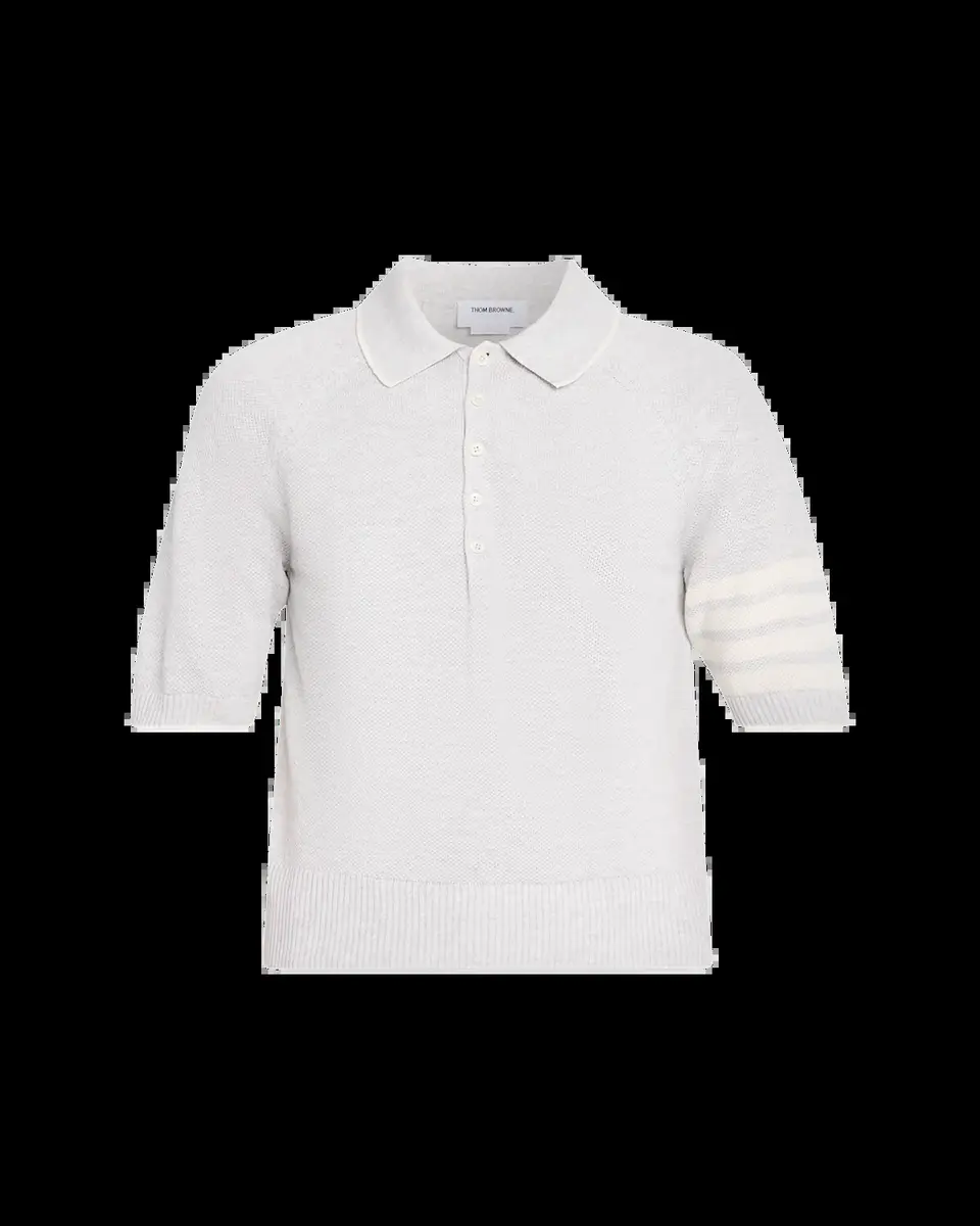 Thom Browne Men's Linen Cotton 4-Bar Polo Shirt | Thumbnail 2 Thom Browne Men's Linen Cotton 4-Bar Polo Shirt | Thumbnail 2