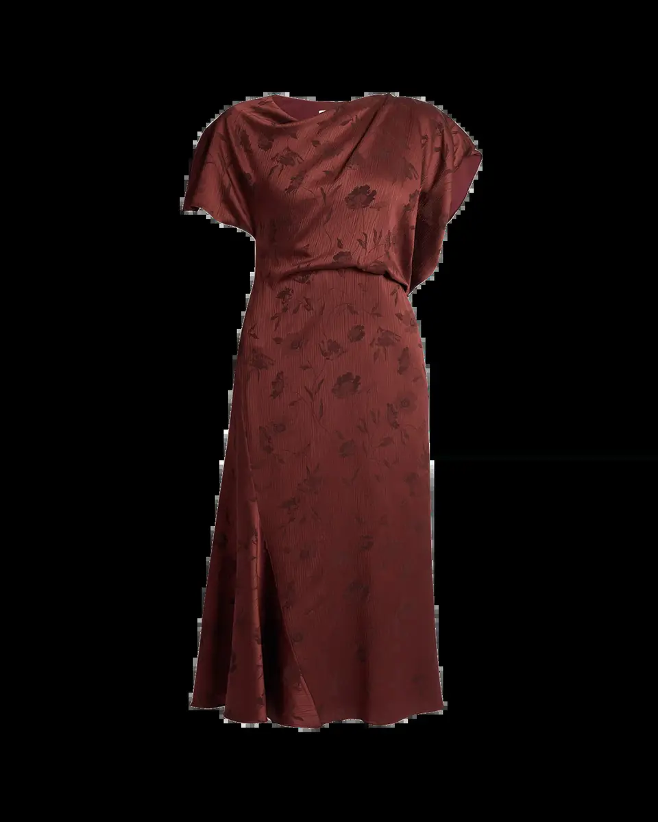 Erdem Floral Creponne Jacquard Short-Sleeve Midi Dress | Thumbnail 2
