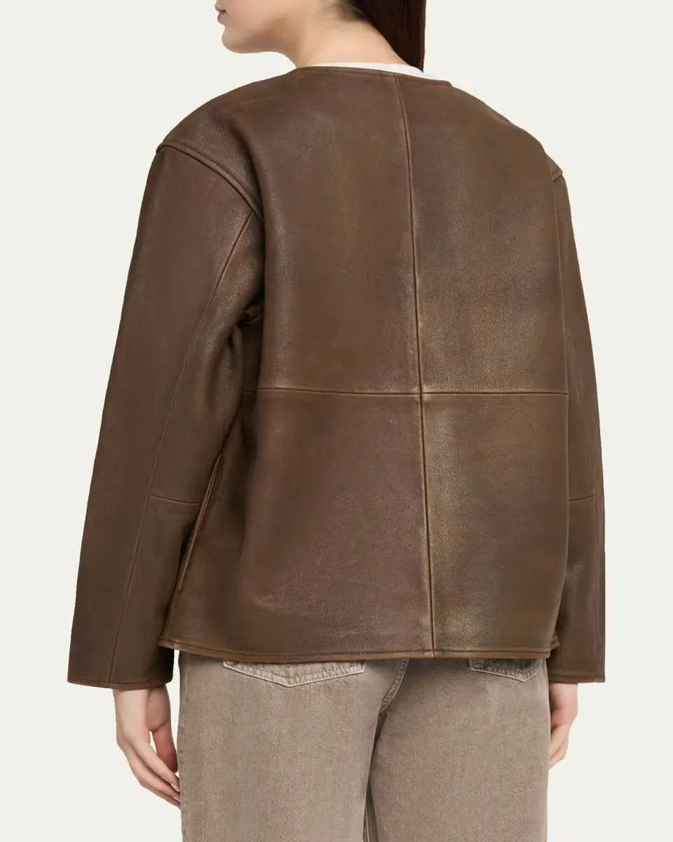 OFFICINE GÉNÉRALE Linnea Washed-Effect Lambskin Leather Jacket | Thumbnail 3