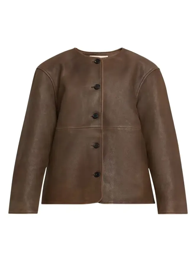OFFICINE GÉNÉRALE Linnea Washed-Effect Lambskin Leather Jacket