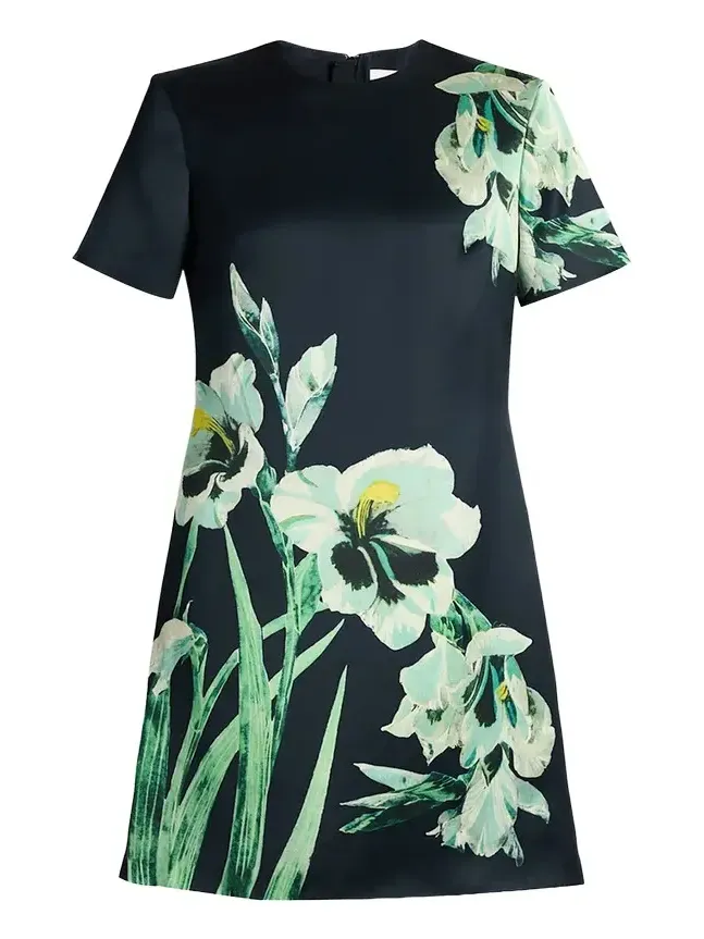 Floral Duchess Satin Mini Dress Floral Duchess Satin Mini Dress