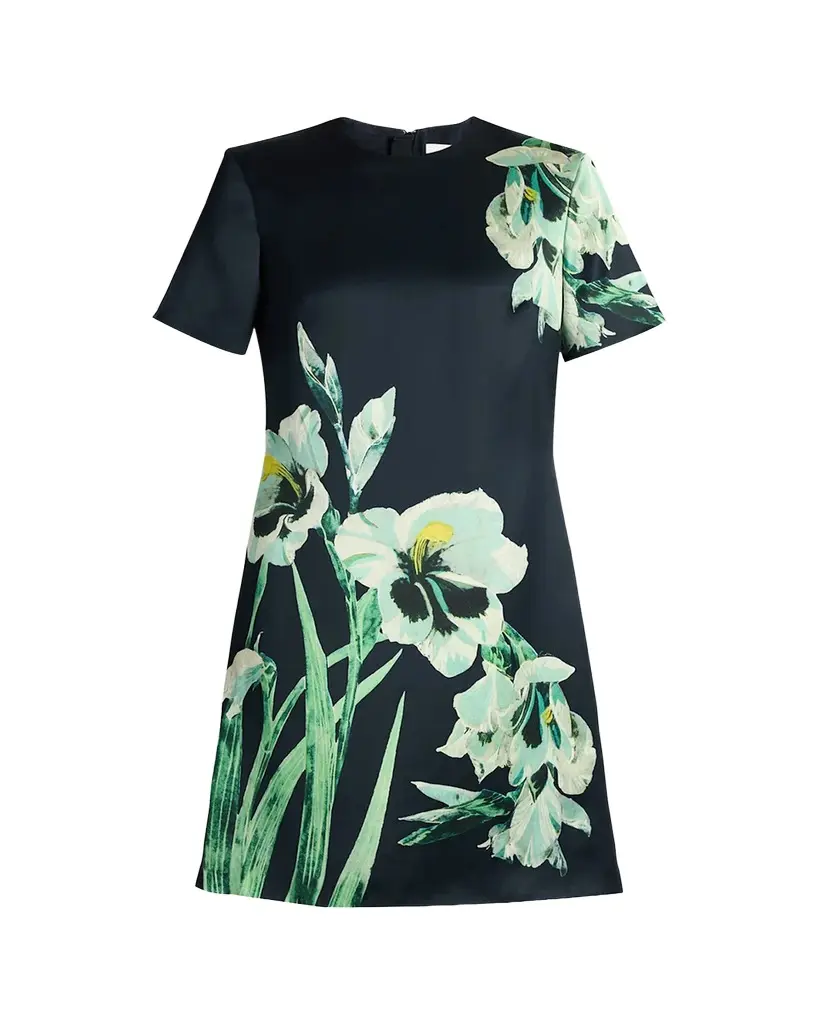 Erdem Floral Duchess Satin Mini Dress | Image 1 Erdem Floral Duchess Satin Mini Dress | Image 1