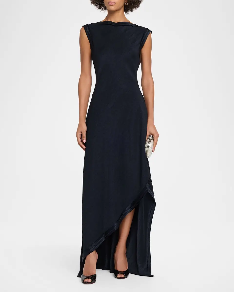 Jason Wu Collection High-Neck Washed Twill Asymmetric Dress | Thumbnail 2 Jason Wu Collection High-Neck Washed Twill Asymmetric Dress | Thumbnail 2