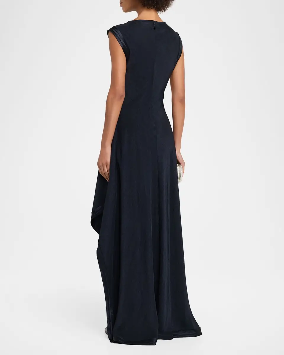 Jason Wu Collection High-Neck Washed Twill Asymmetric Dress | Thumbnail 3 Jason Wu Collection High-Neck Washed Twill Asymmetric Dress | Thumbnail 3