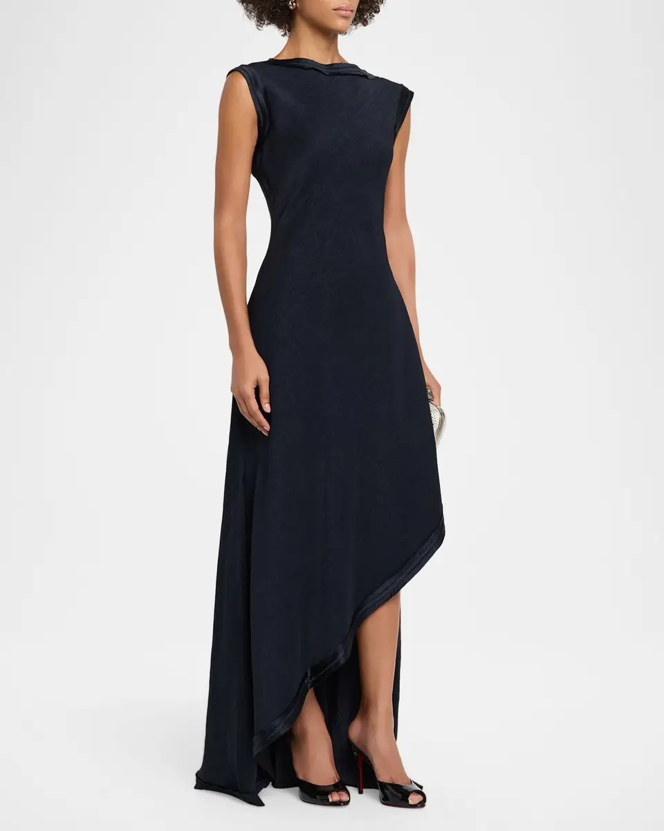 Jason Wu Collection High-Neck Washed Twill Asymmetric Dress | Thumbnail 4 Jason Wu Collection High-Neck Washed Twill Asymmetric Dress | Thumbnail 4