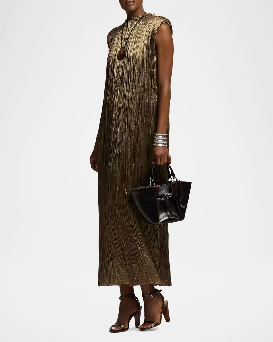 Ralph Lauren Collection Virna Pleated Lamé Cocktail Dress | Thumbnail 2 Ralph Lauren Collection Virna Pleated Lamé Cocktail Dress | Thumbnail 2