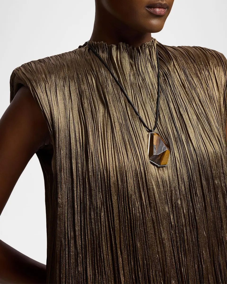 Ralph Lauren Collection Virna Pleated Lamé Cocktail Dress | Thumbnail 5 Ralph Lauren Collection Virna Pleated Lamé Cocktail Dress | Thumbnail 5