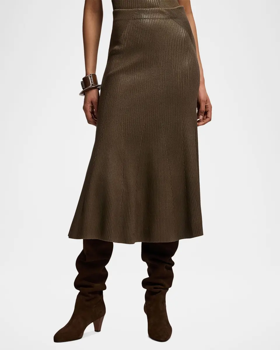 Ralph Lauren Collection Adrianna Foiled Rib-Knit Sweater Skirt | Thumbnail 4 Ralph Lauren Collection Adrianna Foiled Rib-Knit Sweater Skirt | Thumbnail 4