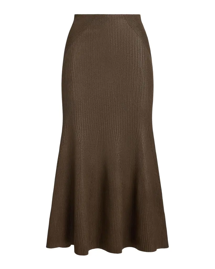 Ralph Lauren Collection Adrianna Foiled Rib-Knit Sweater Skirt | Image 1 Ralph Lauren Collection Adrianna Foiled Rib-Knit Sweater Skirt | Image 1