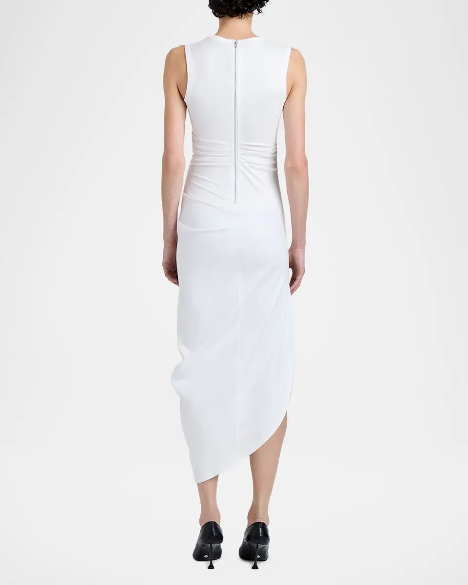 Proenza Schouler Zafira Sleeveless Draped Cotton Asymmetric Midi Dress | Thumbnail 3 Proenza Schouler Zafira Sleeveless Draped Cotton Asymmetric Midi Dress | Thumbnail 3