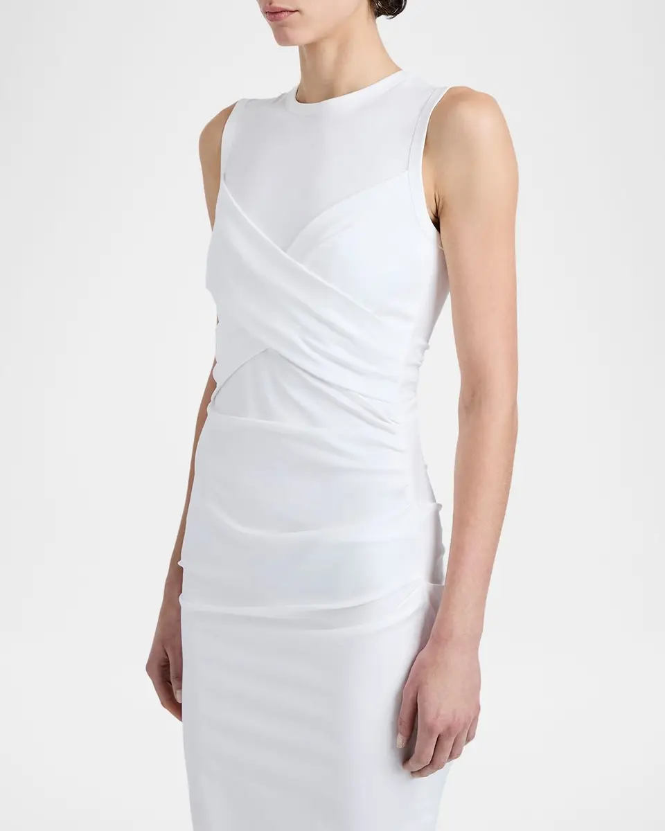 Proenza Schouler Zafira Sleeveless Draped Cotton Asymmetric Midi Dress | Thumbnail 4 Proenza Schouler Zafira Sleeveless Draped Cotton Asymmetric Midi Dress | Thumbnail 4