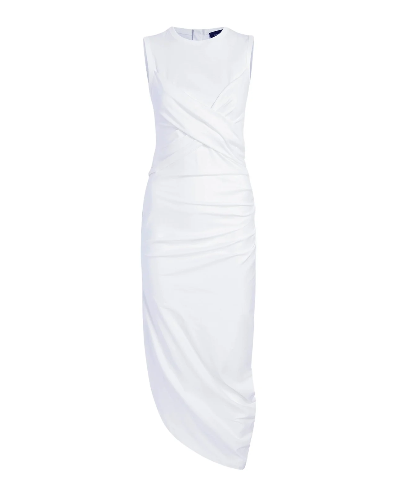 Zafira Sleeveless Draped Cotton Asymmetric Midi Dress Zafira Sleeveless Draped Cotton Asymmetric Midi Dress