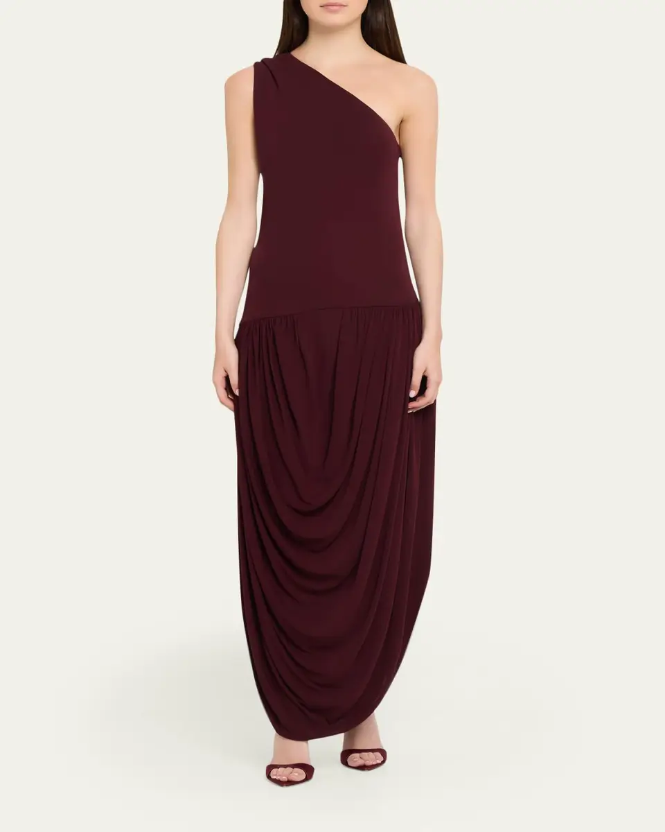 Brandon Maxwell Mila Draped One-Shoulder Maxi Dress | Thumbnail 2
