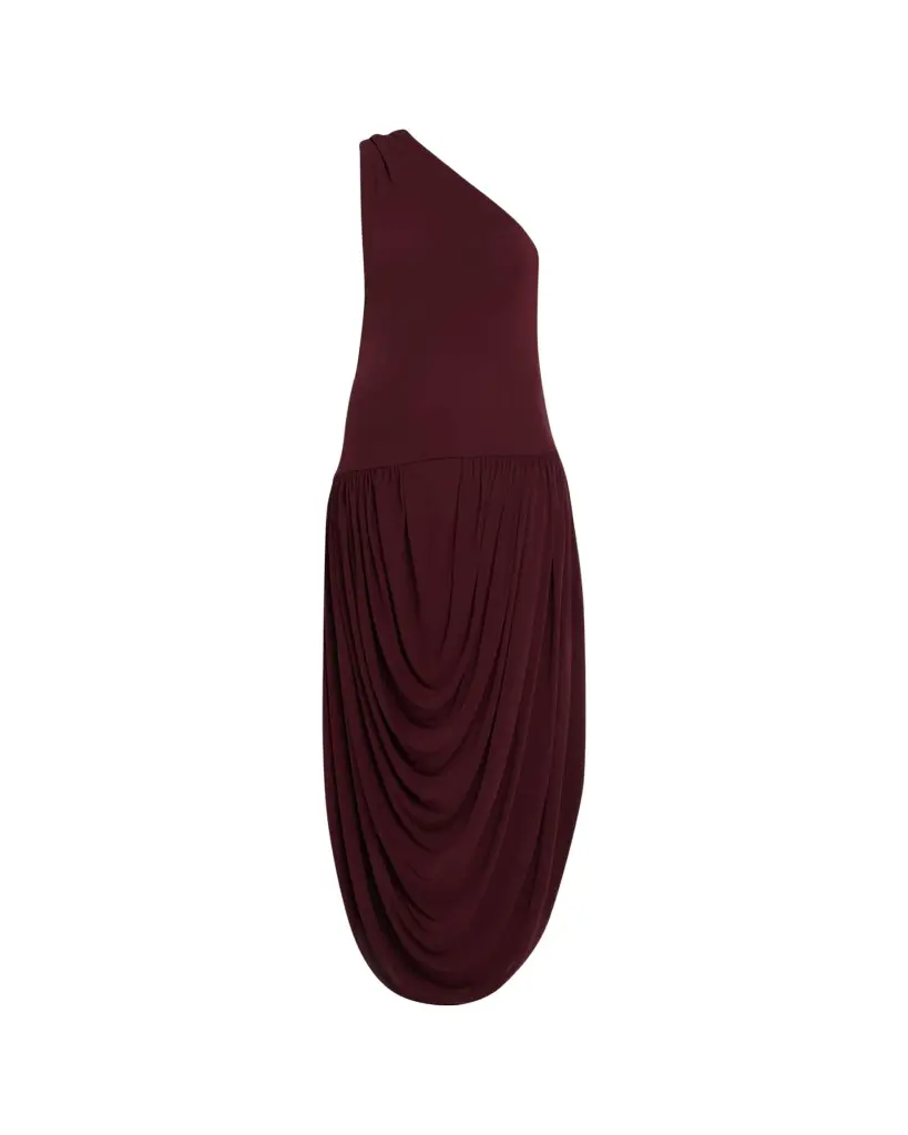 Brandon Maxwell Mila Draped One-Shoulder Maxi Dress | Image 1 Brandon Maxwell Mila Draped One-Shoulder Maxi Dress | Image 1