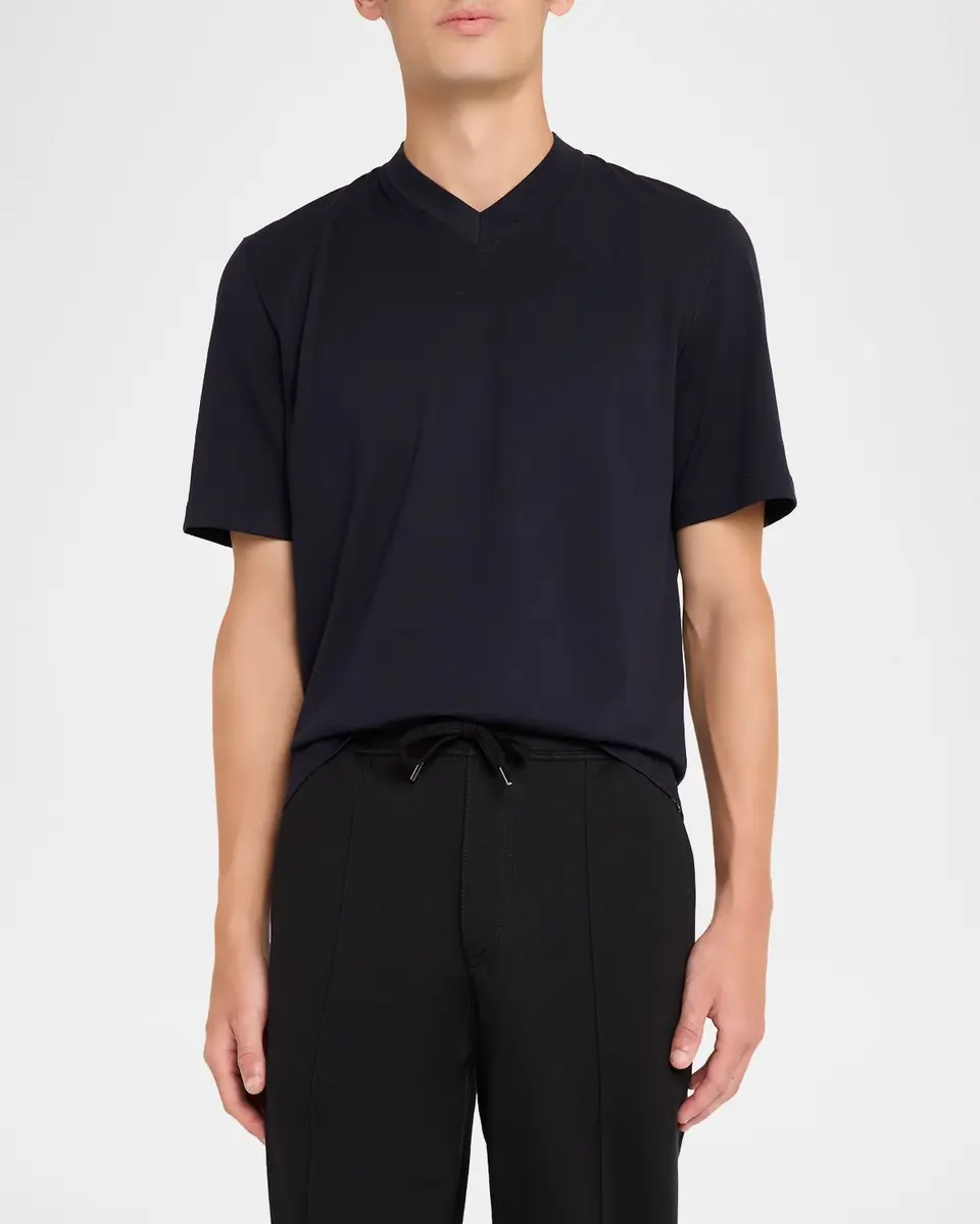 Brunello Cucinelli Men's Cotton V-Neck T-Shirt | Thumbnail 4