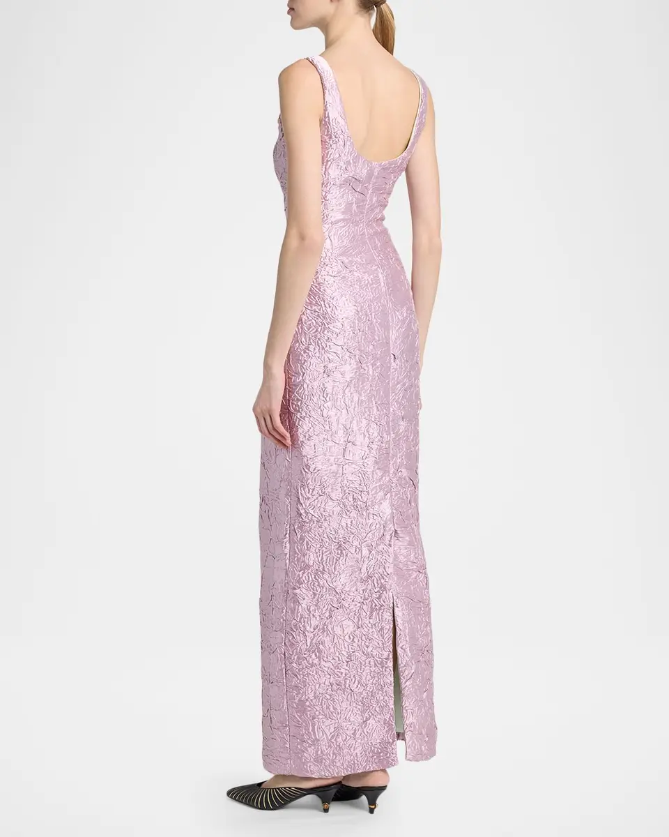 Versace Crushed Silk-Satin Buckle Gown | Thumbnail 3