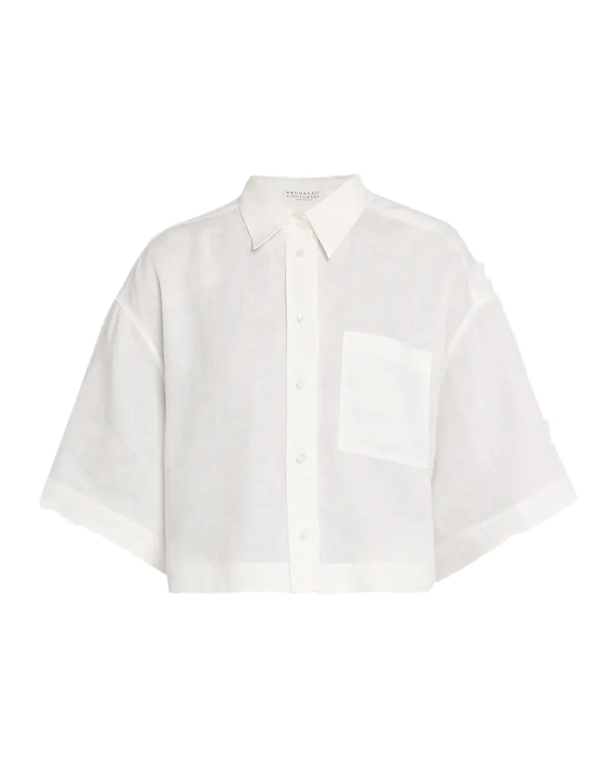Cropped Button-Down Linen Shirt Cropped Button-Down Linen Shirt