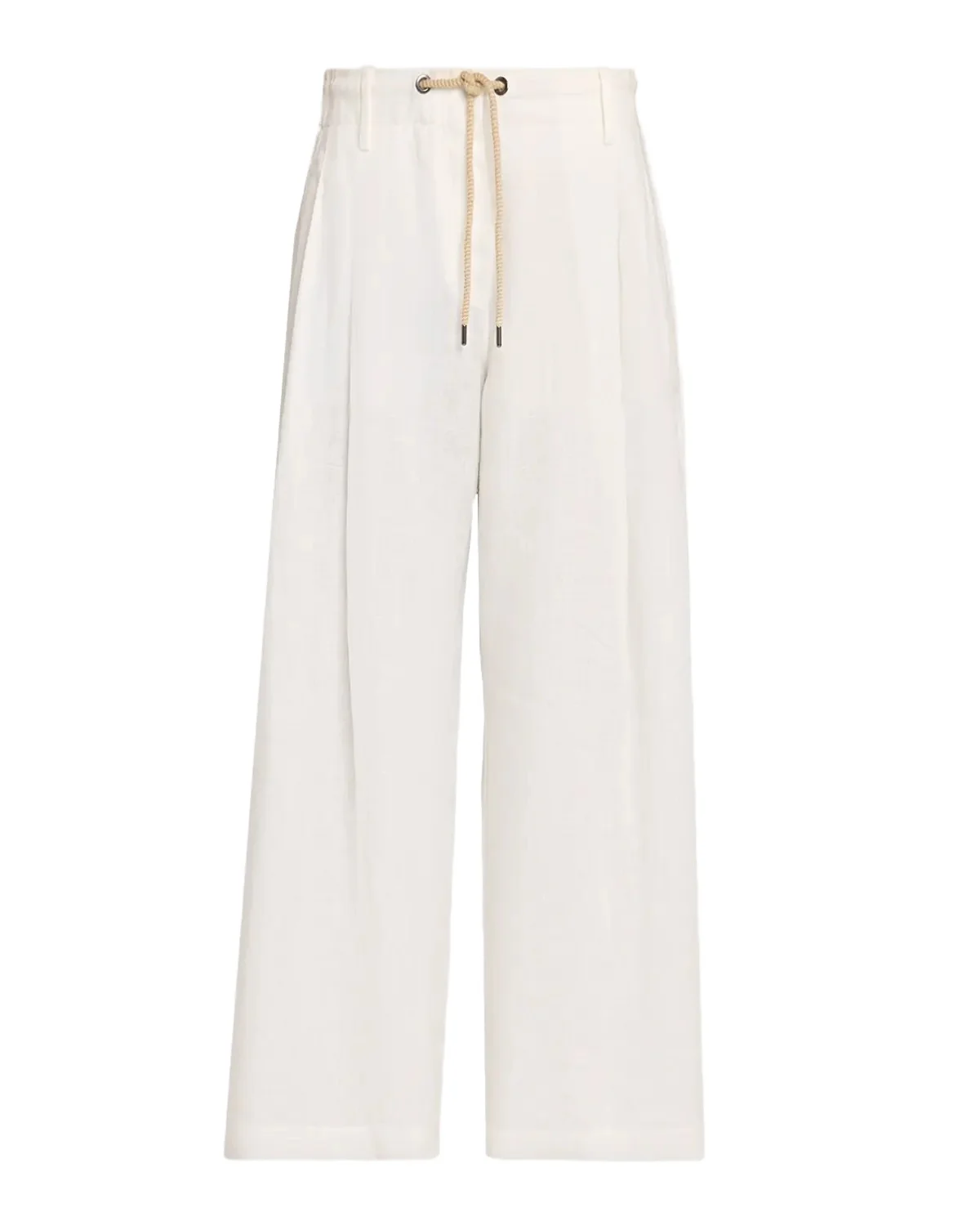 Drawstring Wide-Leg Linen-Blend Pants