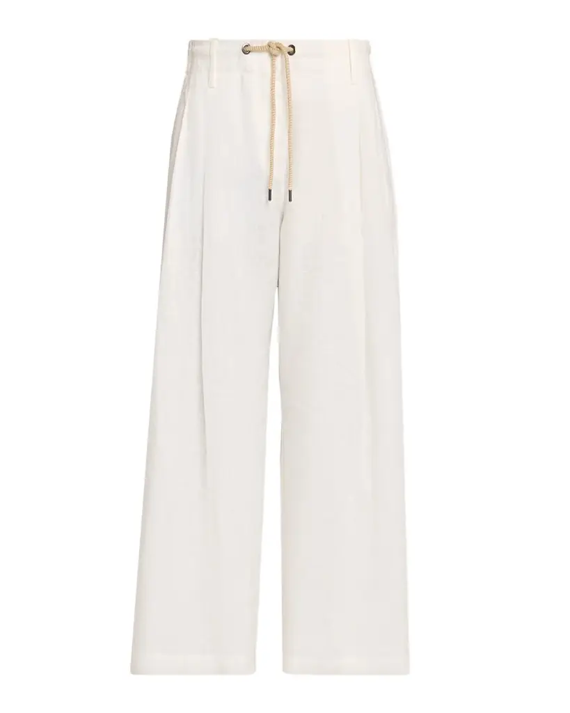 Drawstring Wide-Leg Linen-Blend Pants Drawstring Wide-Leg Linen-Blend Pants