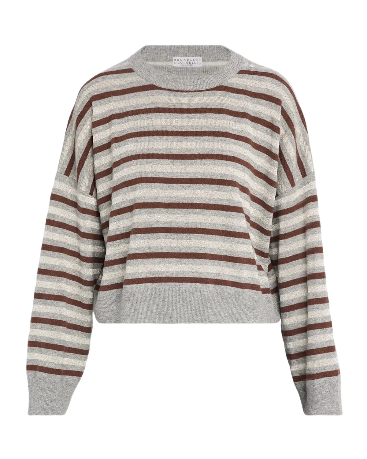 Shimmering Striped Wool-Cashmere Crop Sweater