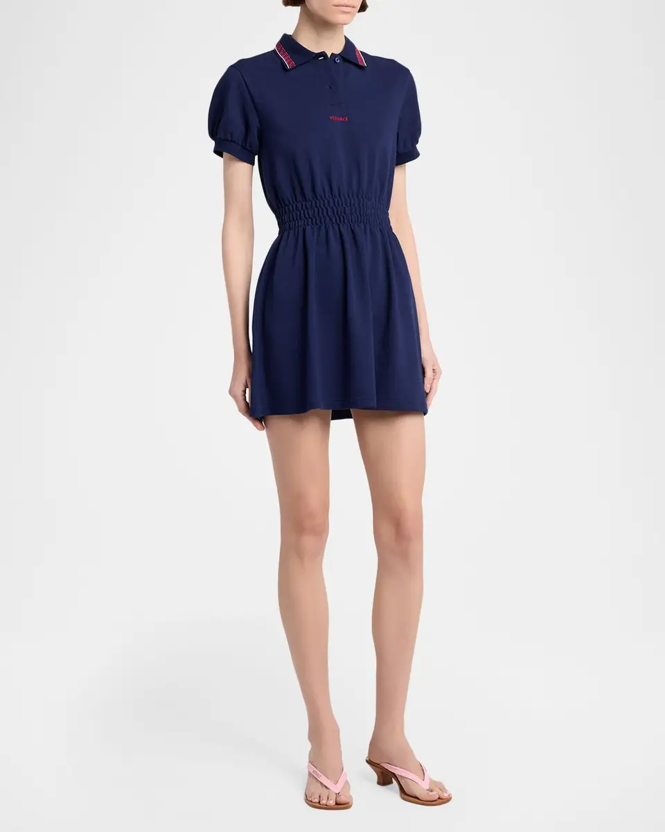 Versace Embroidered Knit Mini Polo Dress | Thumbnail 4 Versace Embroidered Knit Mini Polo Dress | Thumbnail 4