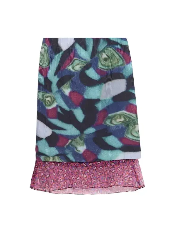 Dries Van Noten Layered Moire Midi Skirt