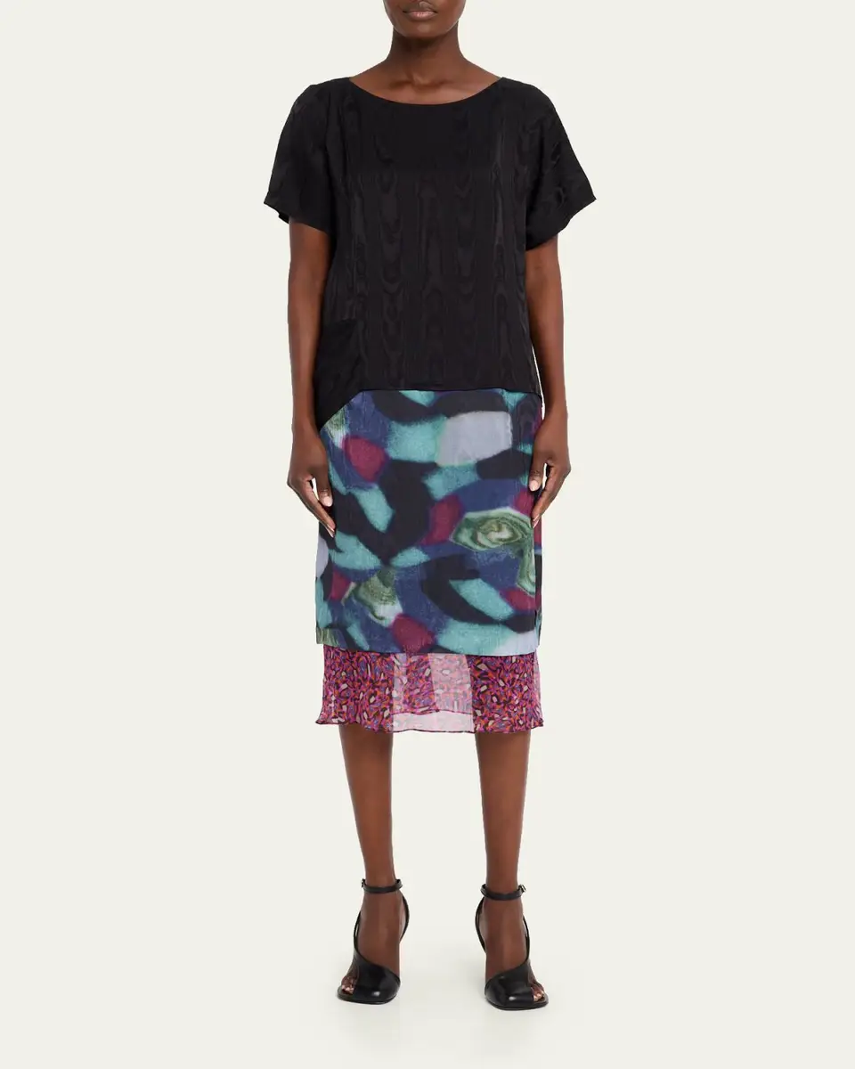 Dries Van Noten Caressa Moire Short-Sleeve Blouse | Thumbnail 2 Dries Van Noten Caressa Moire Short-Sleeve Blouse | Thumbnail 2