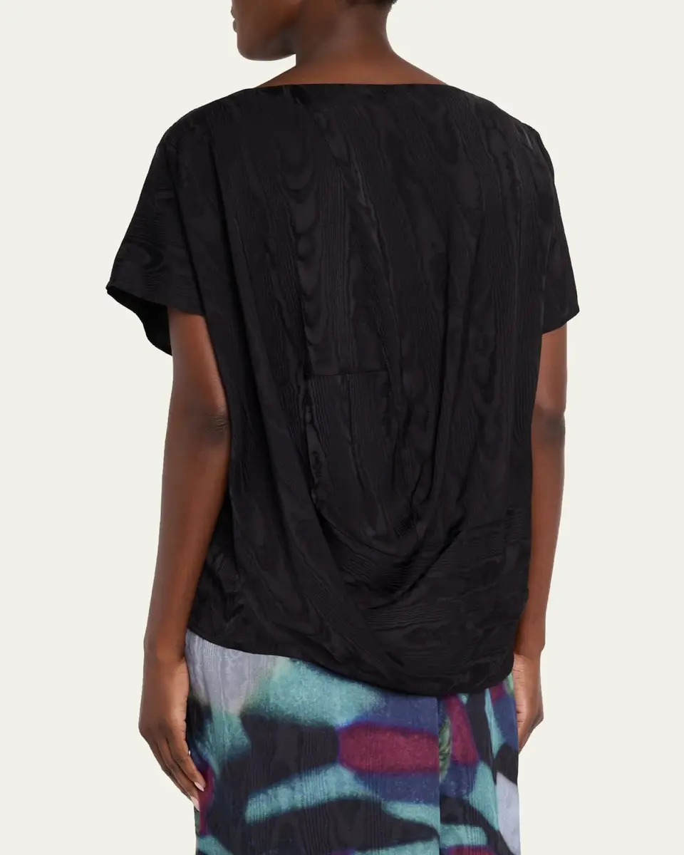 Dries Van Noten Caressa Moire Short-Sleeve Blouse | Thumbnail 3 Dries Van Noten Caressa Moire Short-Sleeve Blouse | Thumbnail 3