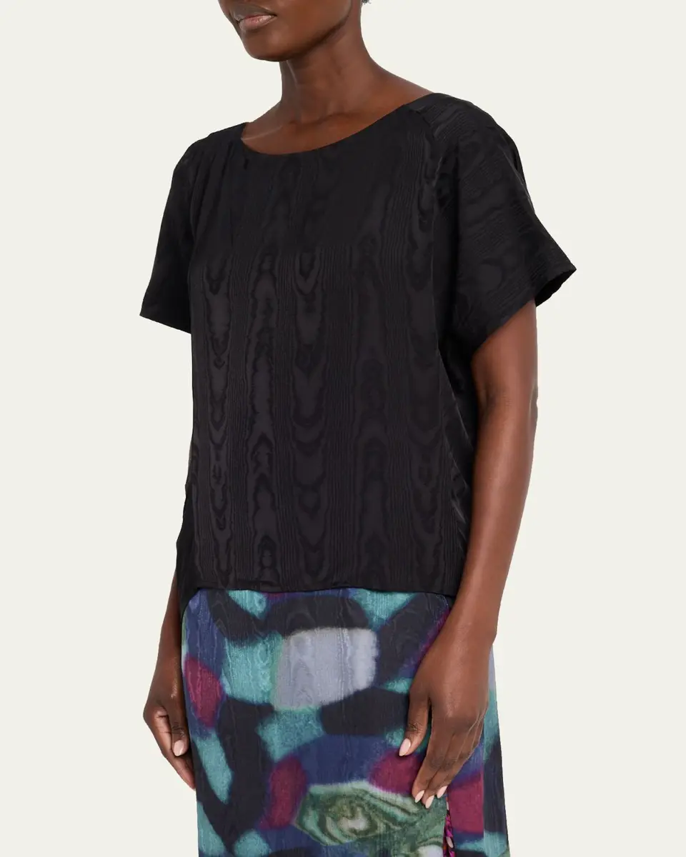 Dries Van Noten Caressa Moire Short-Sleeve Blouse | Thumbnail 4 Dries Van Noten Caressa Moire Short-Sleeve Blouse | Thumbnail 4