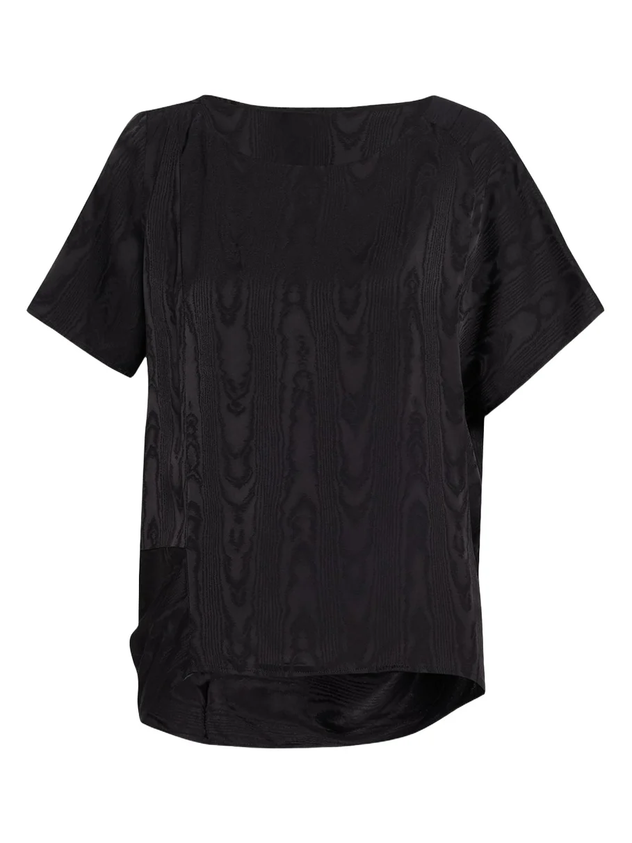 Dries Van Noten Caressa Moire Short-Sleeve Blouse