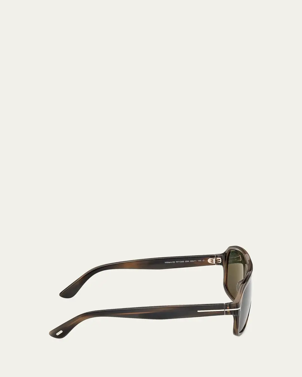 Tom Ford Men's William-02 Acetate Rectangle Sunglasses | Thumbnail 4