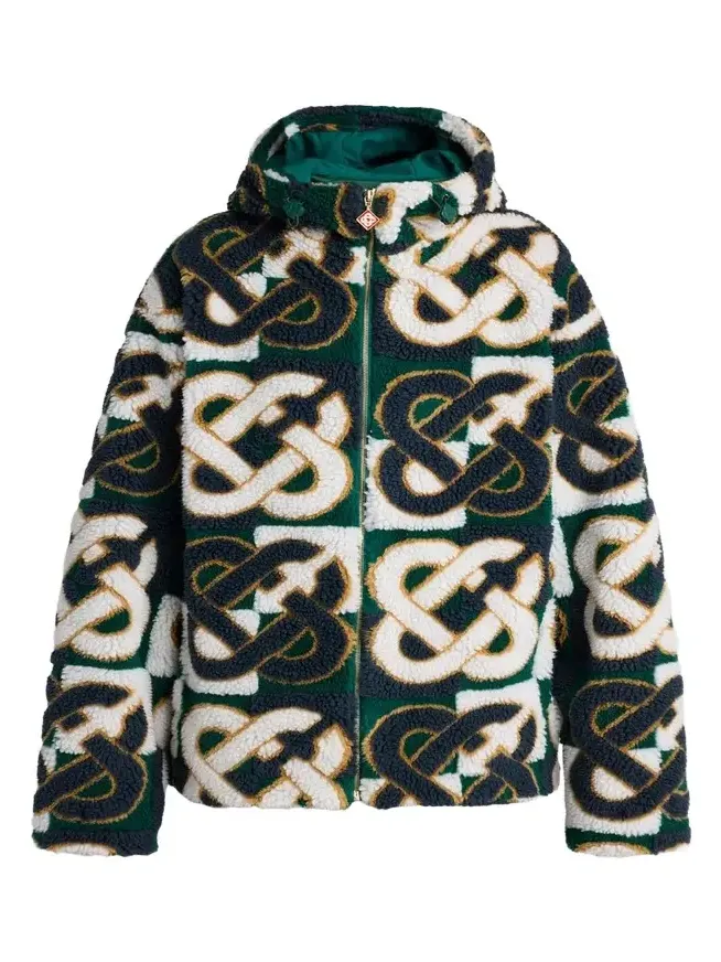 Casablanca Men's Check Monogram Hooded Fleece Jacket