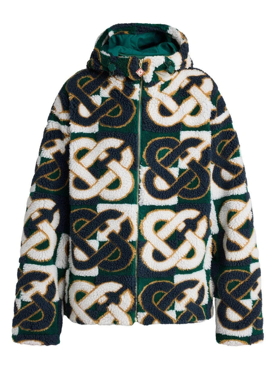 Men's Check Monogram Hooded Fleece Jacket Men's Check Monogram Hooded Fleece Jacket