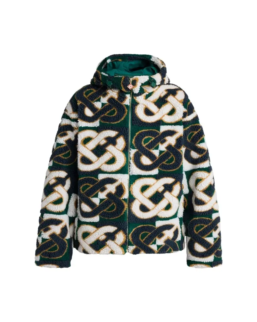 Casablanca Men's Check Monogram Hooded Fleece Jacket | Image 1 Casablanca Men's Check Monogram Hooded Fleece Jacket | Image 1