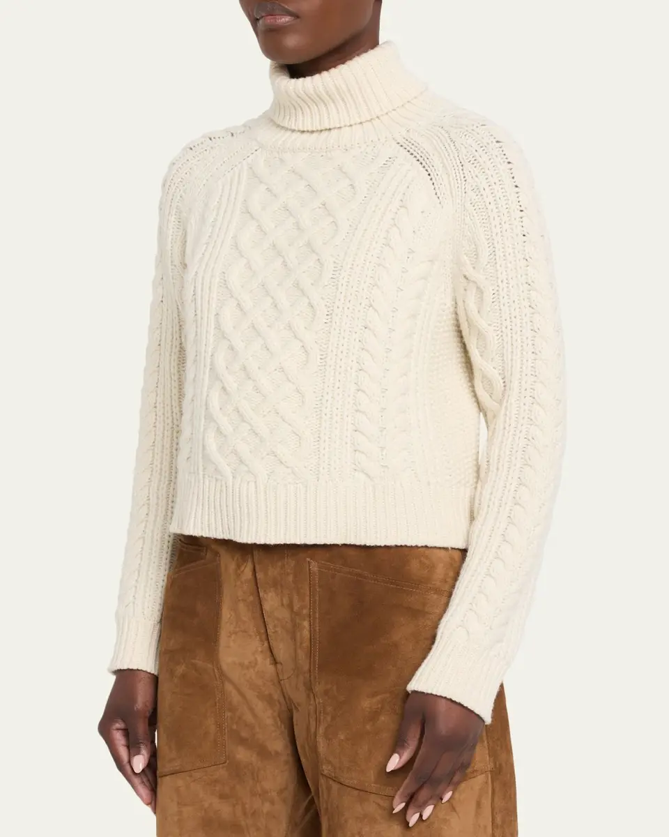 Nili Lotan Ezren Cable-Knit Wool Turtleneck Sweater | Thumbnail 4