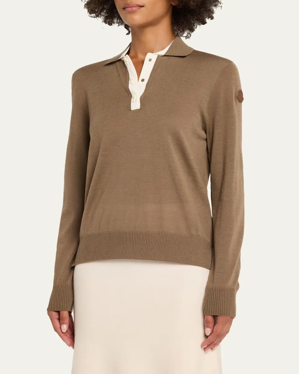 Moncler Long-Sleeve Polo Shirt | Thumbnail 4 Moncler Long-Sleeve Polo Shirt | Thumbnail 4