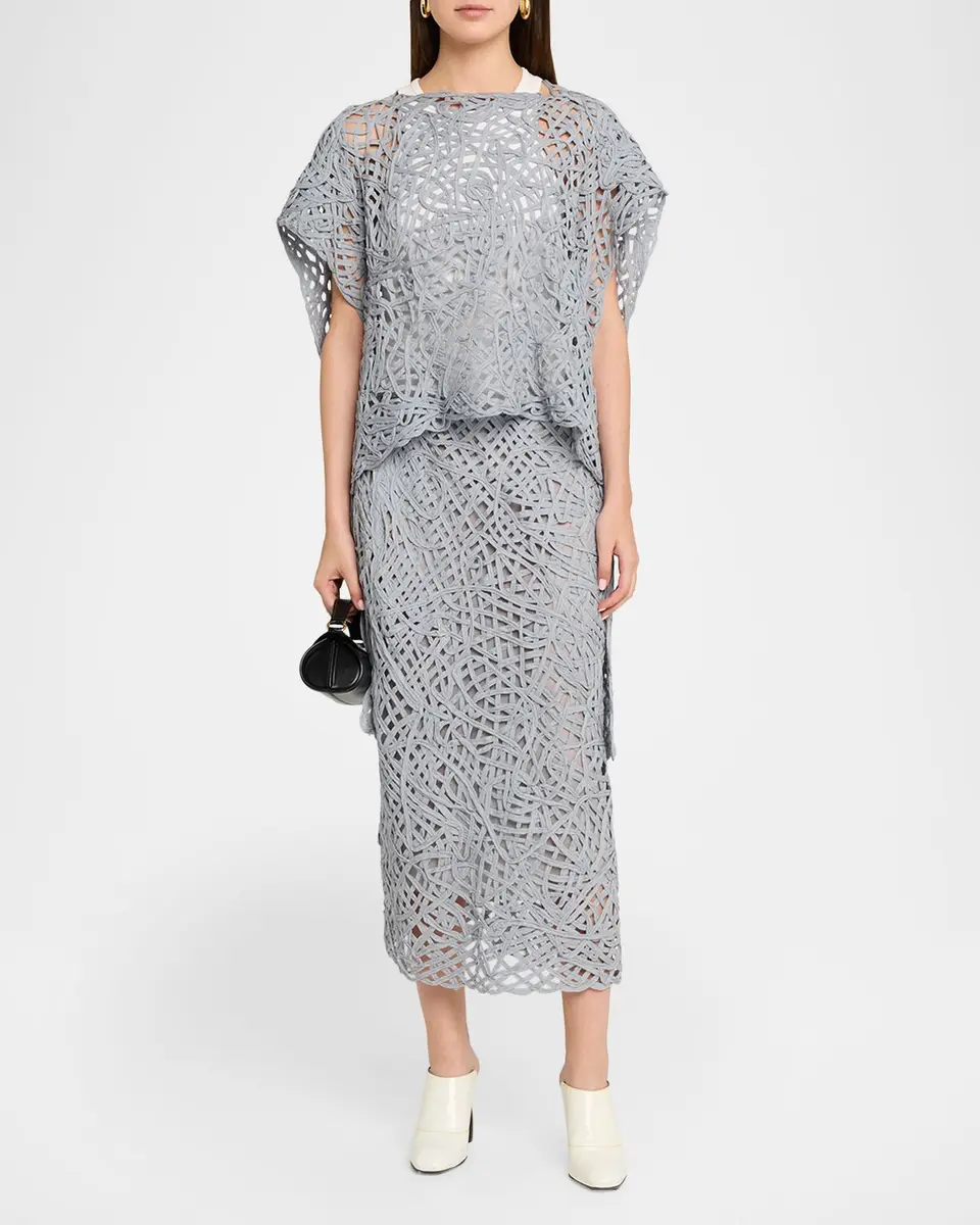 Diotima Marseille Openwork Knit Midi Skirt | Thumbnail 2