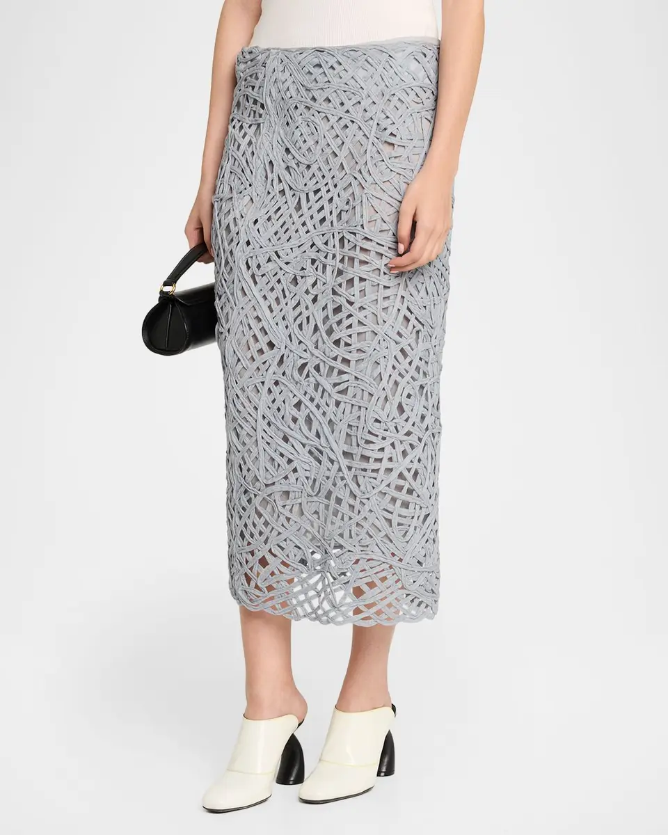 Diotima Marseille Openwork Knit Midi Skirt | Thumbnail 4