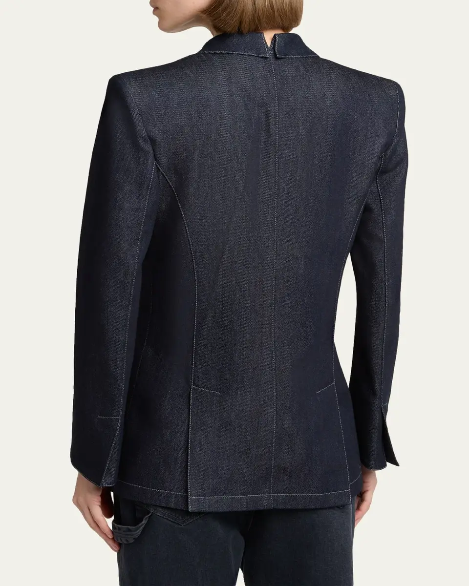 Giorgio Armani Single-Button Denim Blazer | Thumbnail 3 Giorgio Armani Single-Button Denim Blazer | Thumbnail 3