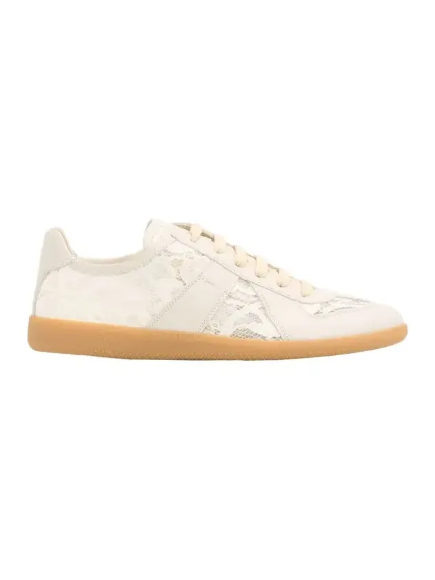 Replica Lace and Leather Low-Top Sneakers