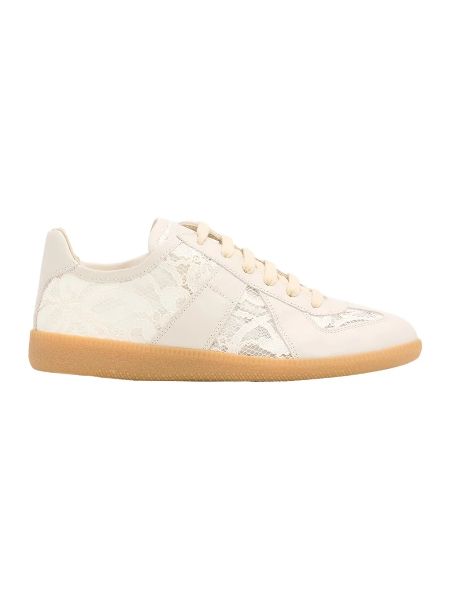 Replica Lace and Leather Low-Top Sneakers