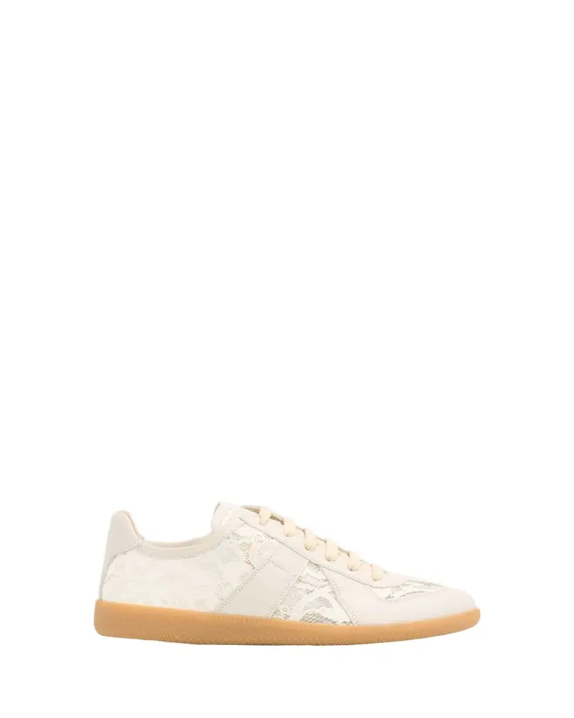 Maison Margiela Replica Lace and Leather Low-Top Sneakers | Image 1 Maison Margiela Replica Lace and Leather Low-Top Sneakers | Image 1