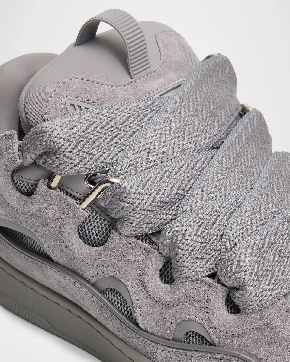 Lanvin Men's Curb Tonal Suede and Mesh Sneakers | Thumbnail 3 Lanvin Men's Curb Tonal Suede and Mesh Sneakers | Thumbnail 3